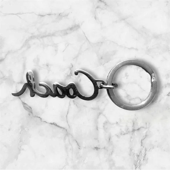 Coach Purple Script Silver Key Holder - Picture 2 of 2